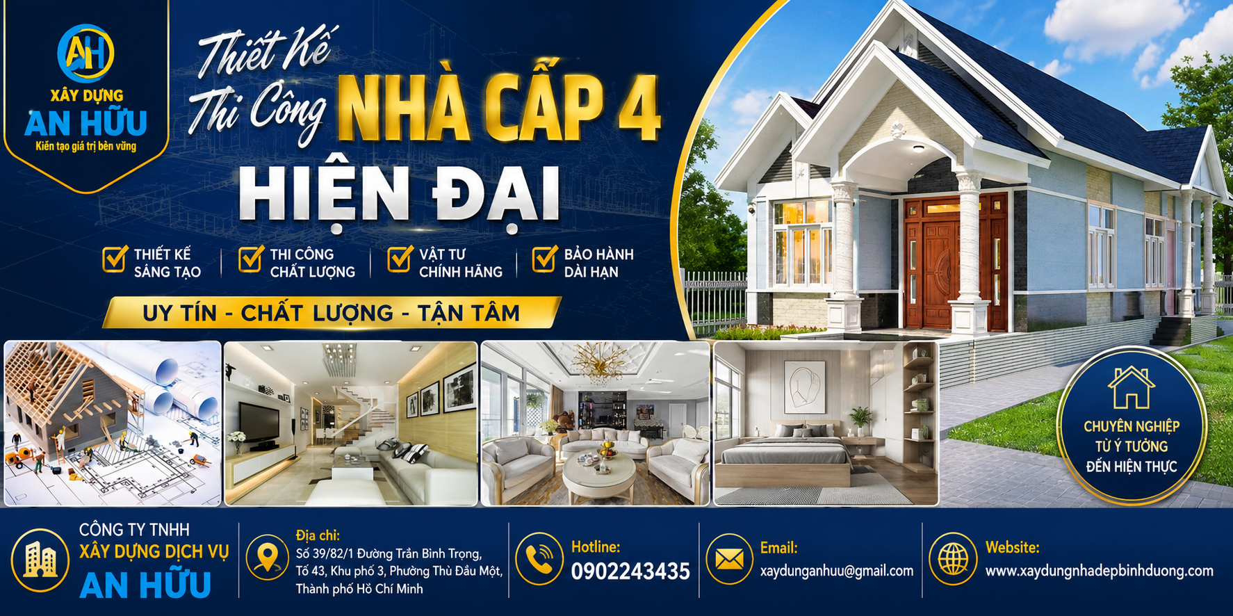 thiết kế thi công nhà cấp 4 hiện đại